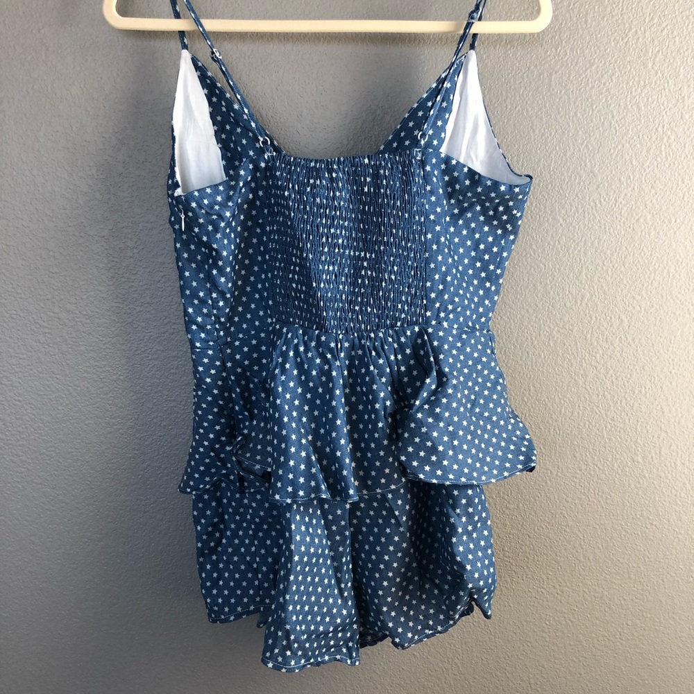 Lucca Couture Denim Chambray Star Romper Peplum M - Picture 6 of 11